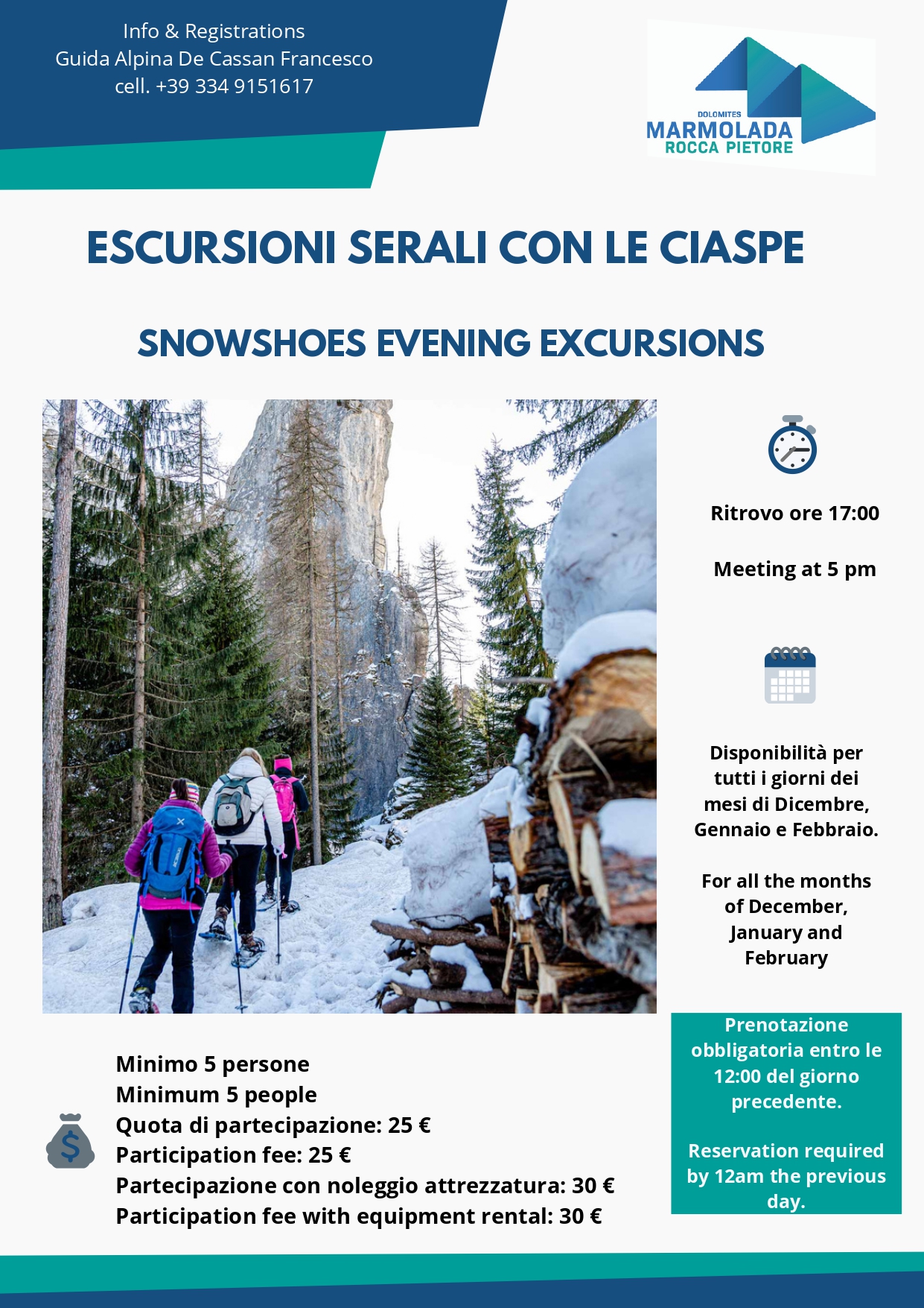 Escursioni serali con le ciaspe