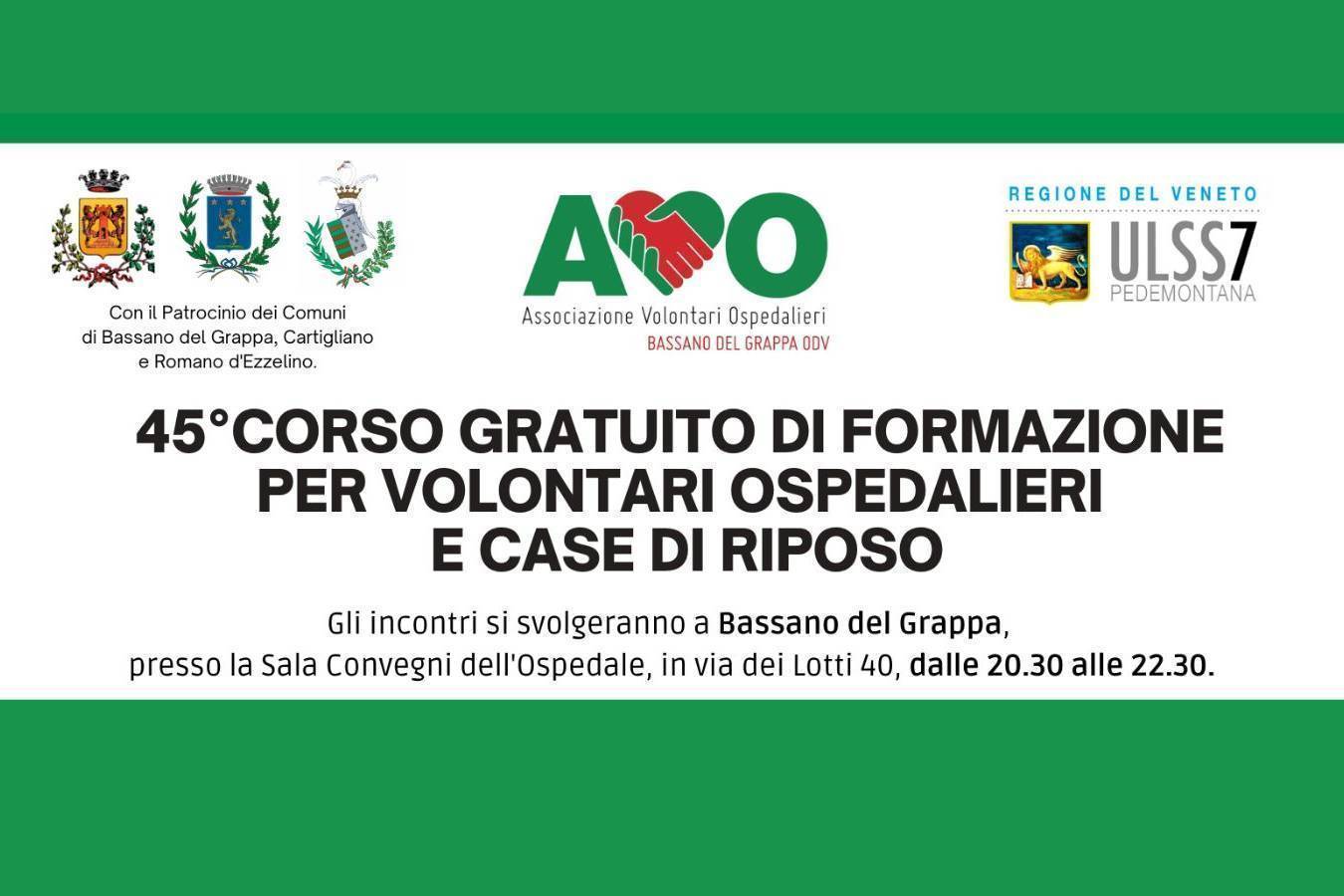 45° CORSO GRATUITO DI FORMAZIONE PER VOLONTARI OSPEDALIERI