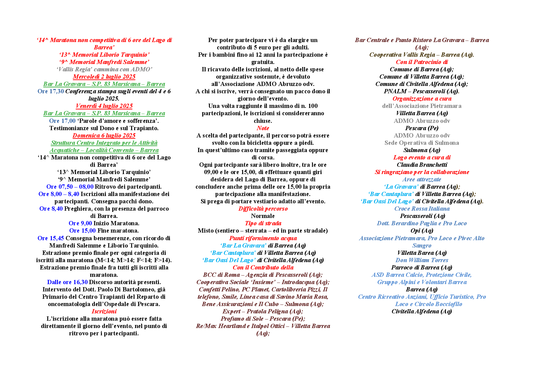 Maratona non competitiva di 6 ore del Lago di Barrea 