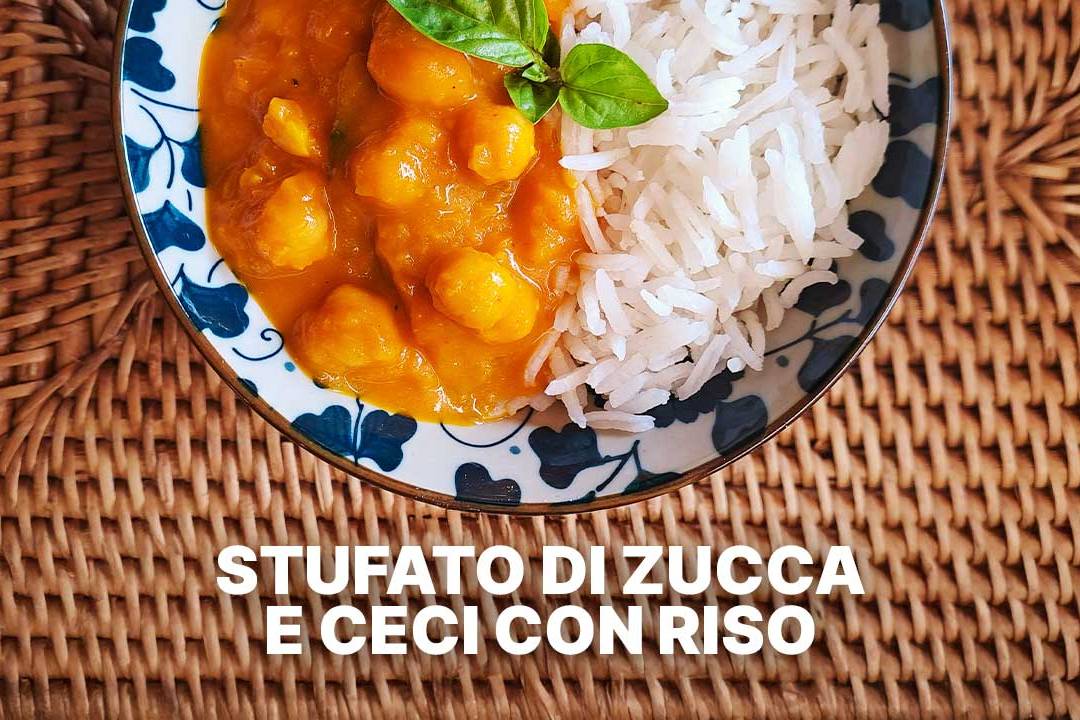 Stufato di zucca e ceci con riso