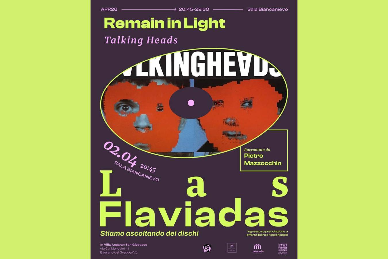 LAS FLAVIADAS: Pietro Mazzocchin presenta “Remain in Light”  dei Talking Heads