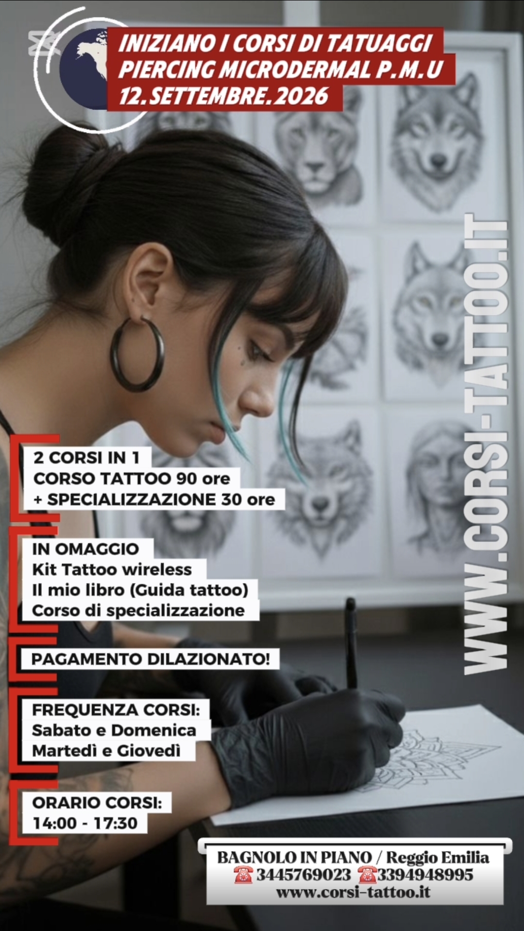 12.SETTEMBRE.2026 INIZIANO I CORSI TATTOO PIERCING P.M.U MICRODERMAL