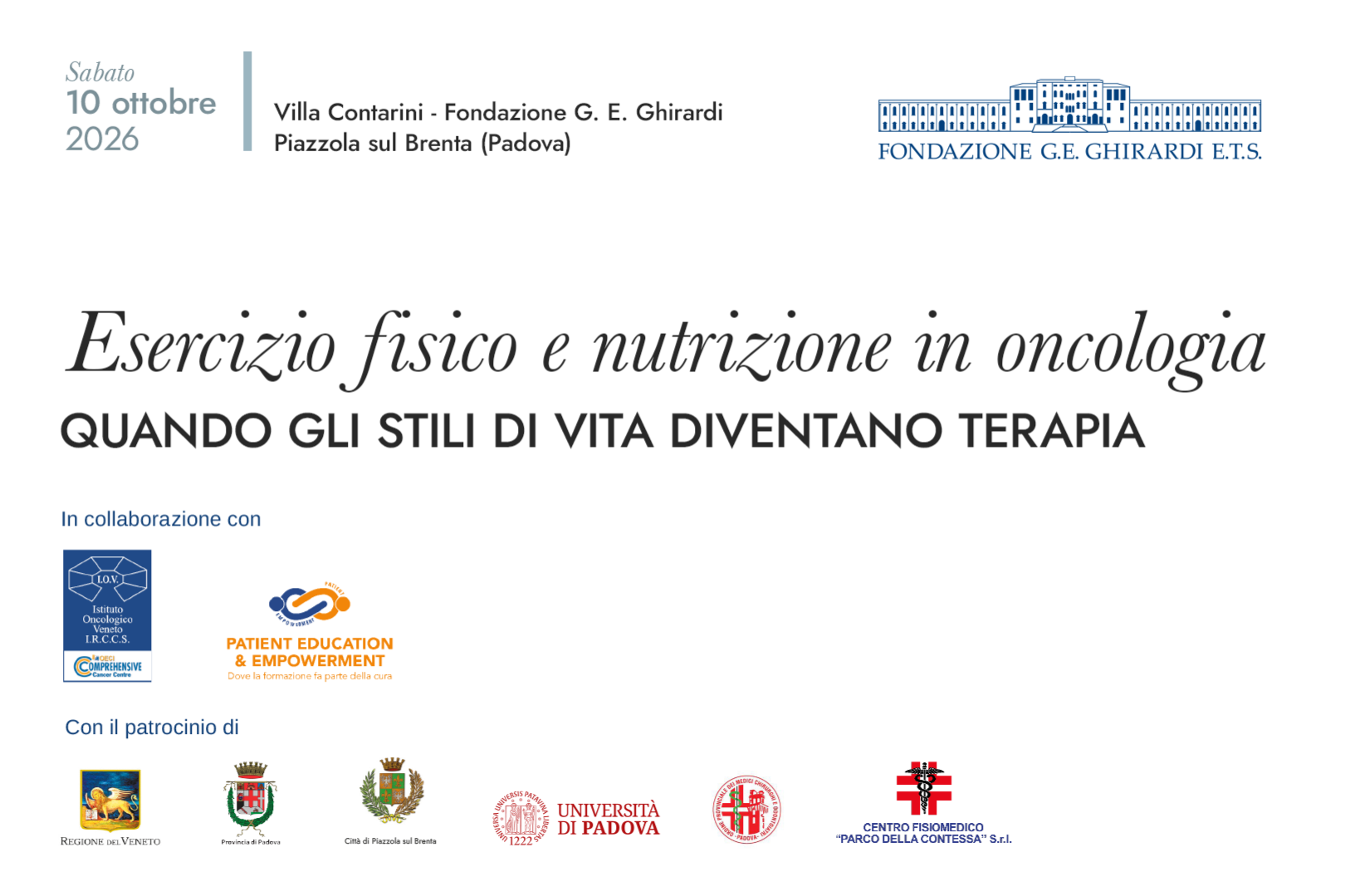 ESERCIZIO FISICO E NUTRIZIONE IN ONCOLOGIA