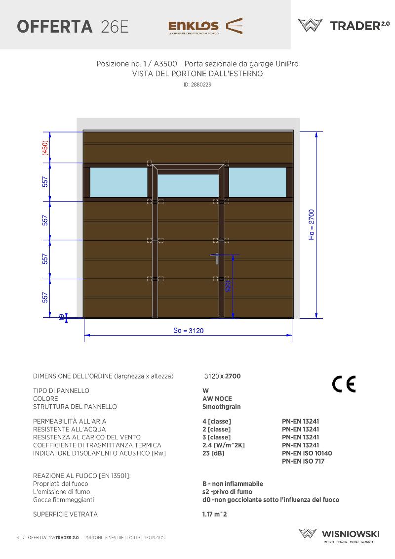 Portone sezionale UniPro SSP 3,120 m x 2,700 m