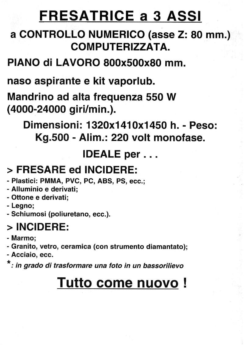 FRESA / PANTOGRAFO Mecanumeric mod. Mecamatic 800S