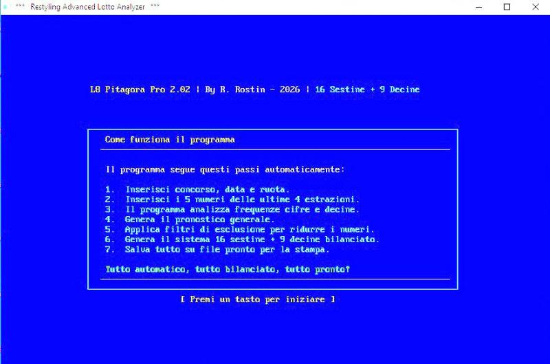 L8 PITAGORA Pro *** Advanced LOTTO Analyzer