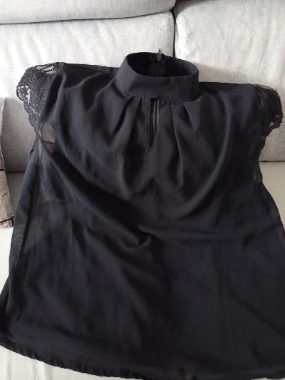 Blusa nera pizzo elegante 