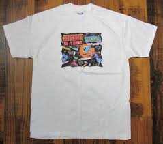 5 Magliette di cotone L /XL bianche con disegno centrale 
